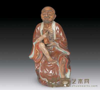 清 雕塑酱釉罗汉 25×11cm